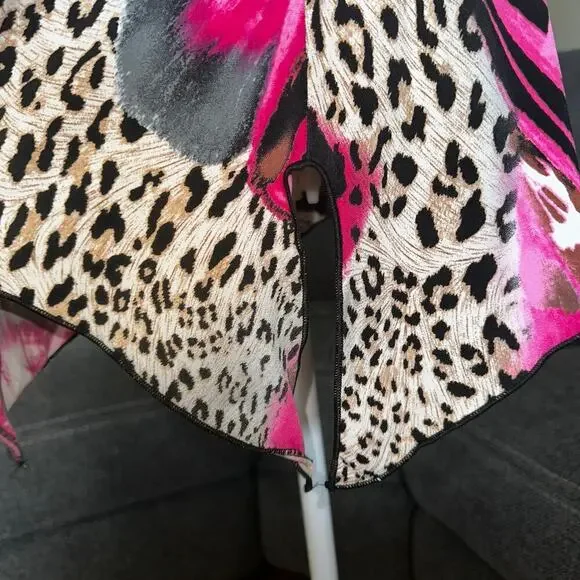 Y2k pink cheetah print handkerchief top sz m - Picture 4 of 8